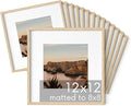 HAUS AND HUES Square Picture Frames Set - 15 Wooden Frames, 12x12 with Mat, Beige Oak Finish-Ruum Studio Home
