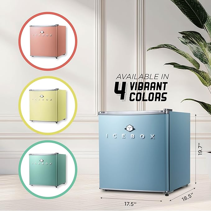 IBCR17SLT Compact, Energy Star Certified Small, Single Door Mini Fridge with Freezer Refrigerator, Standard (1.7 cu ft), Slate Blue-Ruum Studio Home