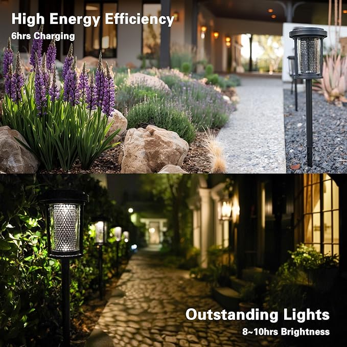 EcoGreen Outdoor Pathway Solar Light, 4pcs Pack,Garden Patio Balcony Walk Way Lights, Aluminum Leg, 5000K Daylight, IP65 Waterproof, 2.44*13.4in-Ruum Studio Home