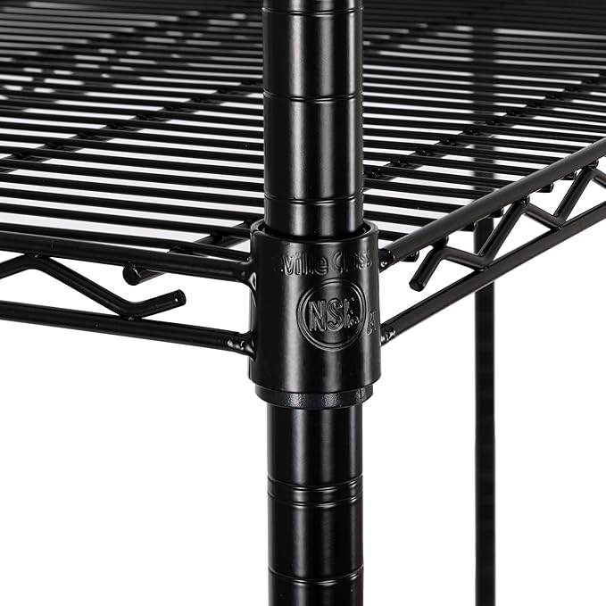 Seville Classics UltraDurable Heavy Duty NSF Solid Steel Wire Rack Storage Unit, Organizer for Garage, Warehouse, Office, Restaurant, Classroom, Kitchen, Black, 4-Tier Shelving, 60" W x 24" D-Ruum Studio Home