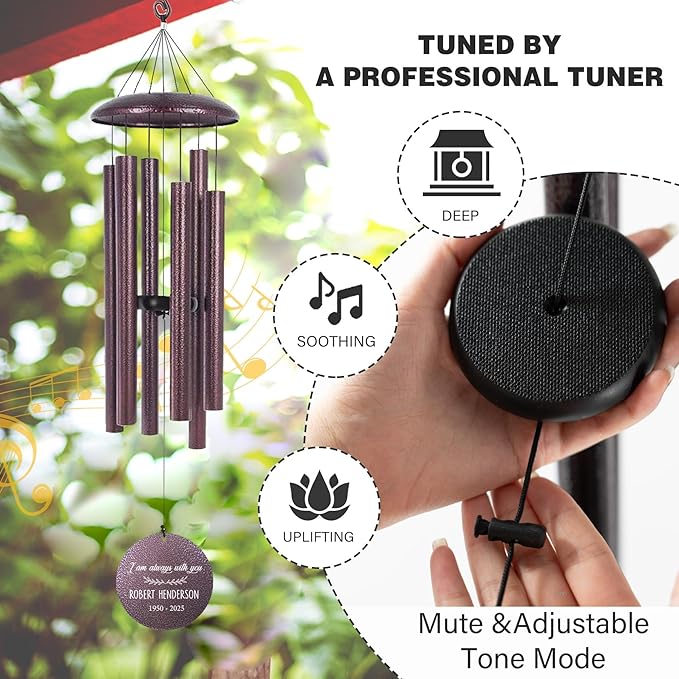 ASTARIN 36" Deep Tone Personalized Wind Chime Memorial, Tree of Life Custom Sympathy Gifts for Loss of Mom/Dad, Bird Remembrance Wind Chimes for Grieving Funeral Condolences(Produced in USA)-Ruum Studio Home