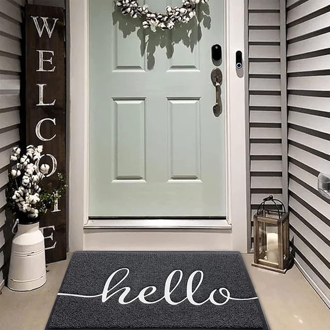 Door Mat, Durable Welcome Mat Low Profile Floor Mat Front Doormat Non Slip Mats Entrance Rectangular Doormat, for Entryway, Patio, High Traffic Areas (30"x17.5",Black)-Ruum Studio Home