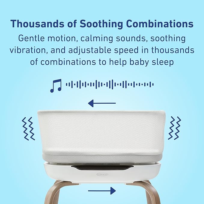 Graco SmartSense Soothing Baby Bassinet – Smart Newborn Bassinet Detects and Automatically Responds to Baby's Cries – for Newborn Babies to 6 Months-Ruum Studio Home