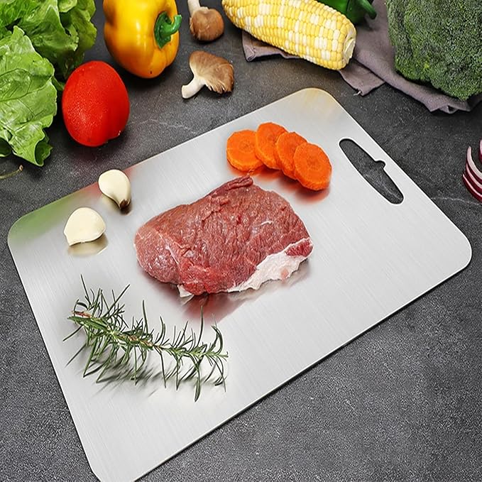 Titanium Cutting Board - 2025 New Upgrade 100% Pure Titanium Cutting Boards for Kitchen Double Sided Non Toxic Titanware Cutting Board,Hygiene Durable Dishwasher Safe Chopping Board (12"L x 9"W)-Ruum Studio Home