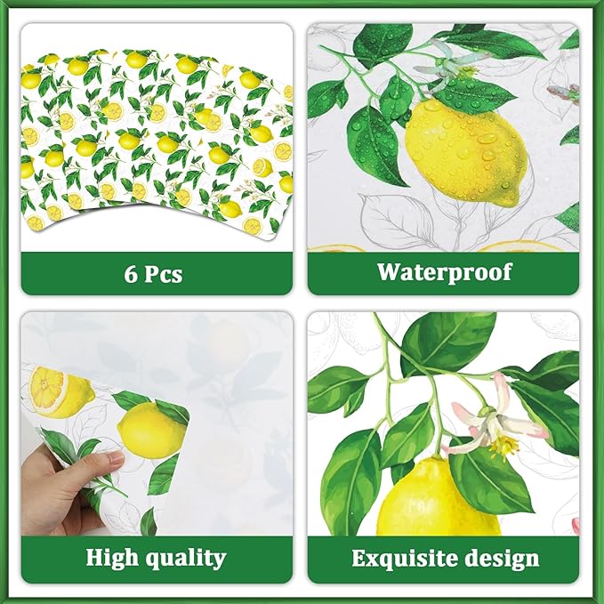 Lemon Placemats Set of 6 Summer Plastic Table Mats Yellow Lemonade Theme Place Mats Washable Vinyl Rustic Holiday Table Decoration for Indoor Outdoor Party Kitchen Dining-Ruum Studio Home