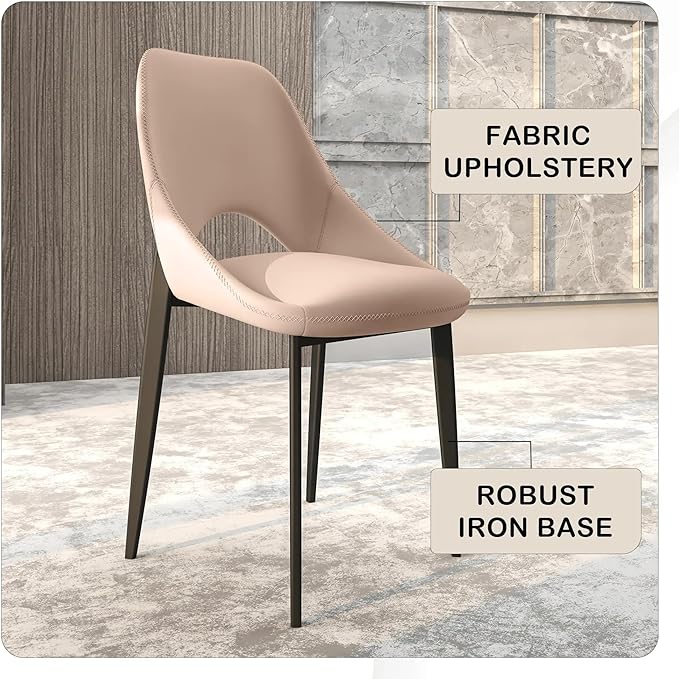 LeisureMod Amalfi Upholstered Fabric Dining Chair – Modern Side Chair with Iron Legs, Mid-Century Accent Chair for Dining Room or Kitchen-Ruum Studio Home
