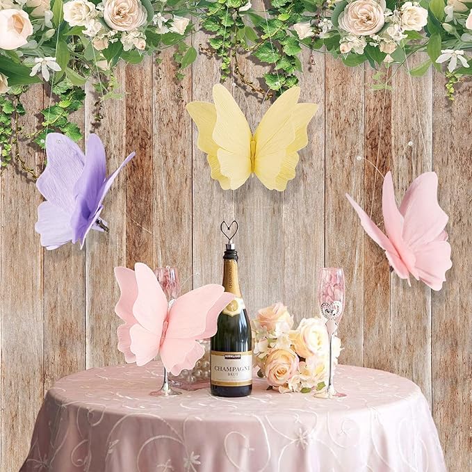 SUNBEAUTY Butterfly Party Decorations Hanging Butterfly Decorations 6Pcs Crepe Paper Garden 3D Butterflies Decor Pastel Paper Butterflies Decoration for Wedding Baby Shower Birthday Party Room Decor-Ruum Studio Home
