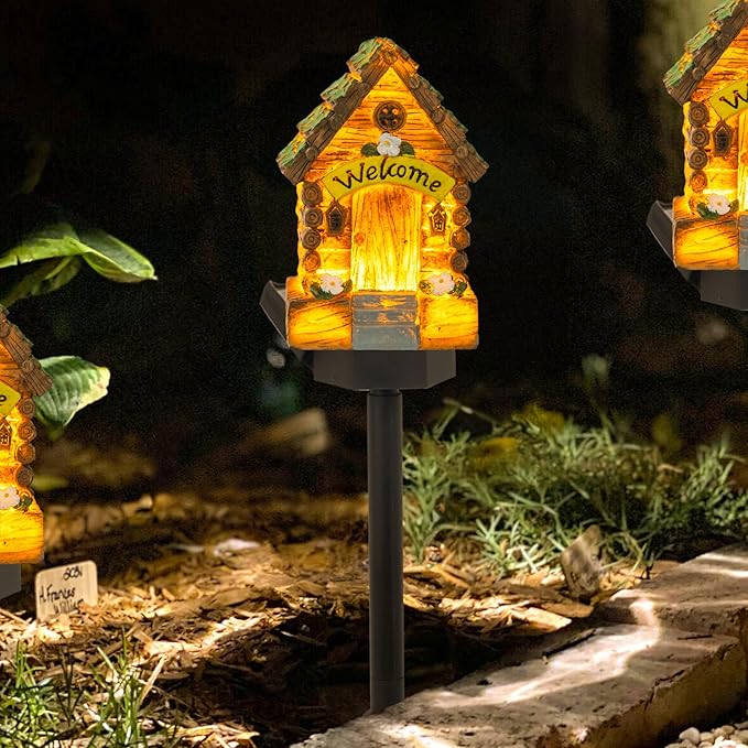 Dazzle Bright Fairy Garden House, 16" Glow in The Dark Cottage with Solar LED Light, Beautiful Miniature Garden Decoration for Indoor or Outdoor Gardens-Ruum Studio Home
