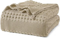 PHF 100% Cotton Waffle Weave Blanket King Size, Soft Lightweight Breathable Cozy Summer Blankets for Bed, Luxury Aesthetic Woven Bedding for Home Decor, 108"x90", Khaki-Ruum Studio Home