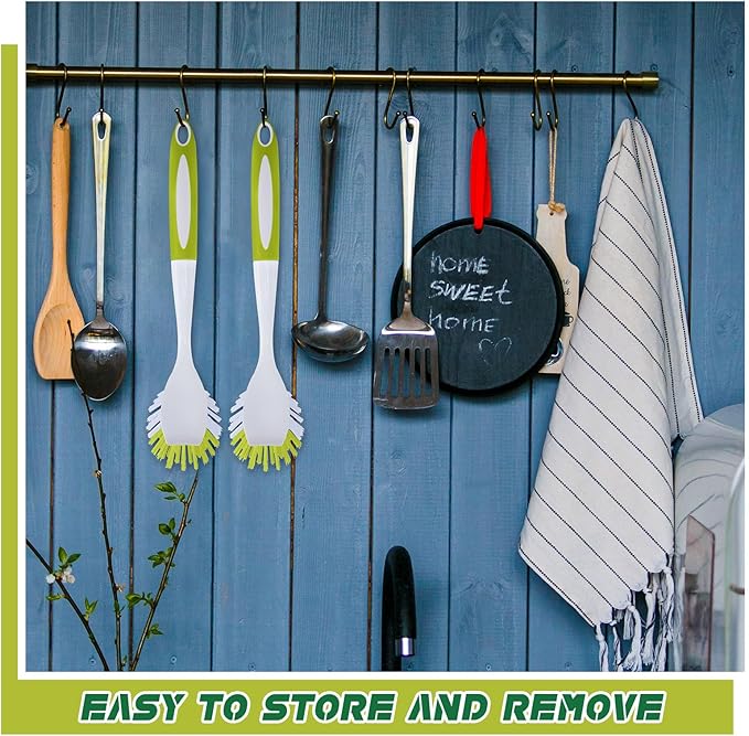 Hsei 20 Pcs Light Green Kitchen Scrub Dish Brush Bulk with 11 Inch Anti Slip Handle Cleaning Dish Scrubber with Stiff Bristles Washing Scrub Brushes for Housekeeping for Pots and Pans, Kitchen Sink-Ruum Studio Home