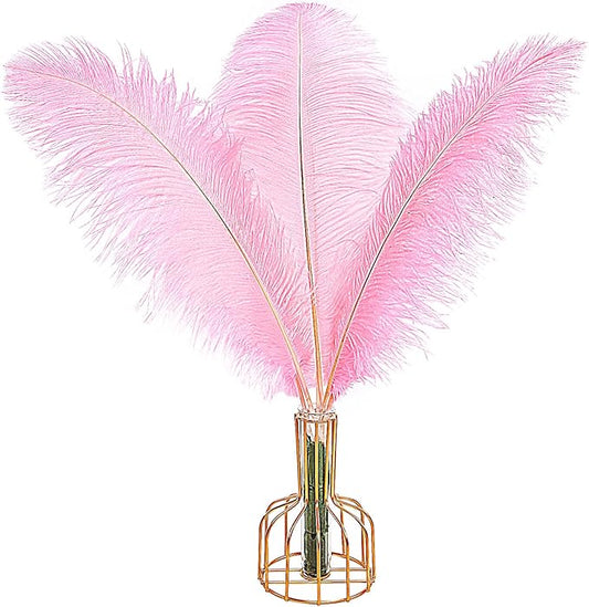 THARAHT 12PCS Ostrich Feathers Natural Bulk 14-16Inch(35-40cm) for Wedding Party Centerpieces Easter Gatsby Flower Arrangement and Home Decorate Ostrich Feathers,Pink-Ruum Studio Home