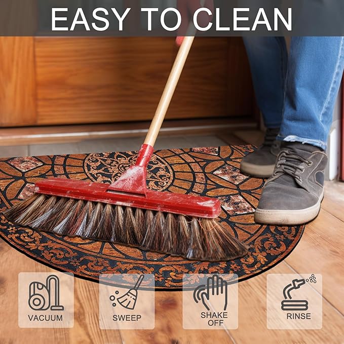 CHICHIC Entrance Door Mat Large 18 x 30 Inch Entry Way Doormat Front Door Rugs Outdoors Heavy Duty Welcome Mat Non Slip Rubber Back Low Profile for Garage, Patio, High Traffic Area, Orange-Ruum Studio Home