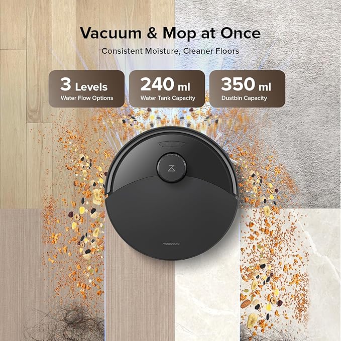 roborock Q10 X5+ Robot Vacuum and Mop, Self-Emptying, Hands-Free Cleaning for up to 7 Weeks, 10,000Pa Suction, Obstacle Avoidance, LiDAR Navigation, No-Go Zones, Black-Ruum Studio Home