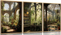 3pcs William Morris Green Plants Canvas Wall Art Medieval Castle Posters Prints Gothictalian Landscape Painting Pictures Paintings Wall Decor for Living Room Bathroom Bedroom Decoration Unframed-Ruum Studio Home