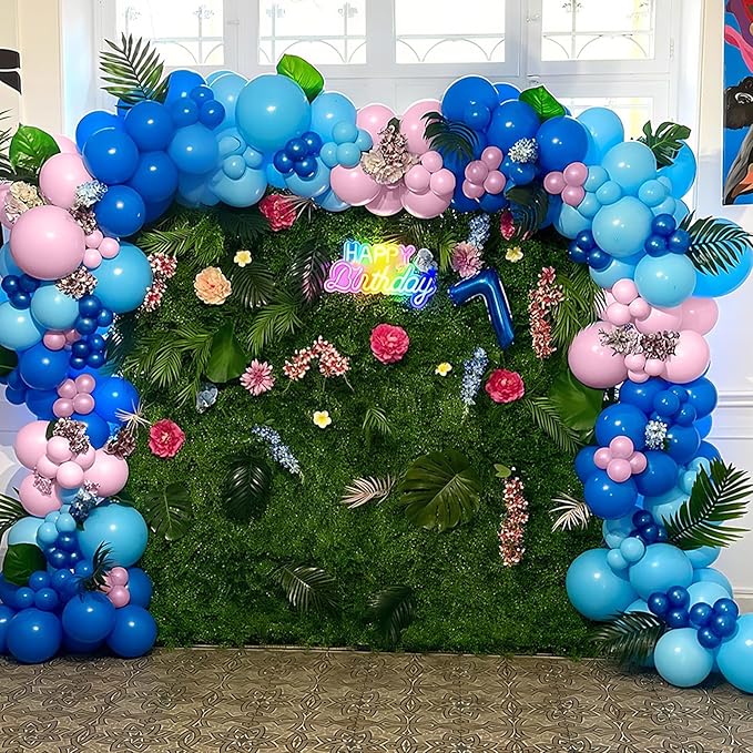 Pink and Blue Balloons 12 Inch Pastel Metallic Blue Baby Light Pink Chrome Latex Balloon Confetti Balloon for Kids Girls Hawaiian Summer Gender Reveal Wedding Birthday Baby Shower Party Decor-Ruum Studio Home