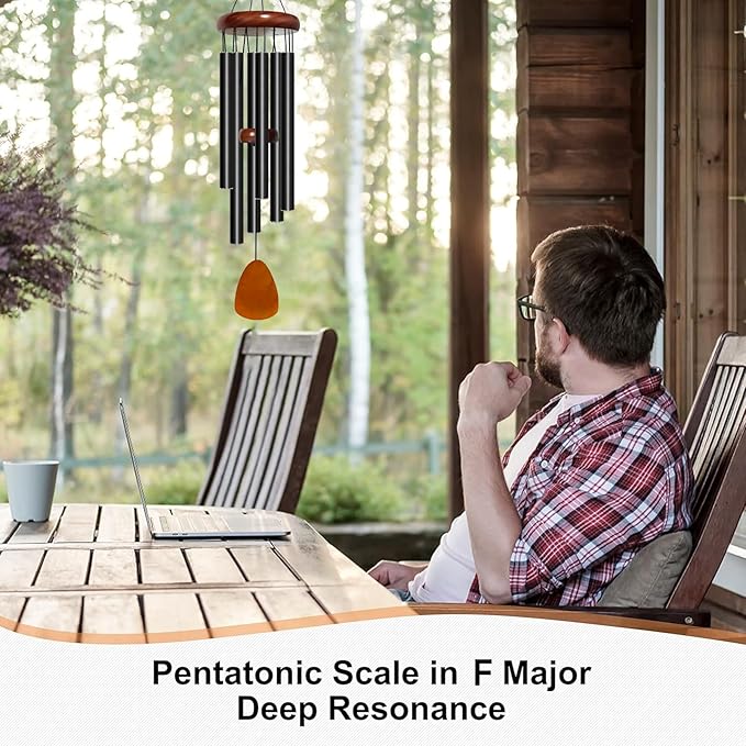 Wind Chime for Outside, 29 inch Aluminium Metal Wind Chimes, Relaxing Soothing Wind Chimes Outdoor, Decoration for Garden, Patio, Yard, Home, Gift for Mother's Day, Birthday(Waterdrop)-Ruum Studio Home