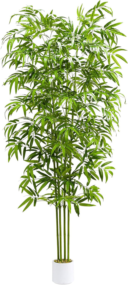 Artificial Tree Fake Plants, Artificial Bamboo Tree 7FT Tall in White Potted, Artificial Tree Indoor Decor Bamboo Silk Tree with Natural Wood Trunk, for Home Office Living Room Modern-Ruum Studio Home