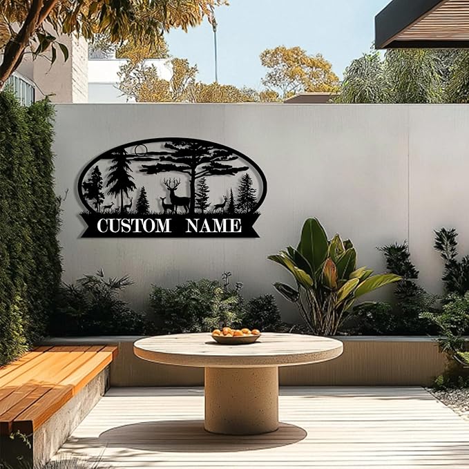 Personalized Hunting Metal Signs Outdoor - Custom Deer Antler Wall Art, Last Name Signs for Home, Rustic Cabin & Lodge Decor, Housewarming Gifts - MADE IN USA-Ruum Studio Home