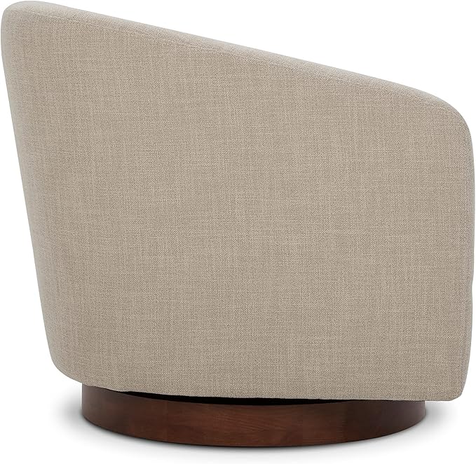 CHITA Swivel Accent Chair, FSC Certified Upholstered Fabric Barrel Chair for Living Room, Fully Assembled, Flax Beige-Ruum Studio Home
