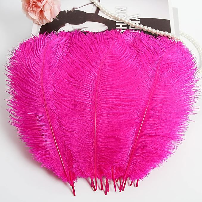 THARAHT Hot Pink Ostrich Feathers 24pcs Natural Bulk 10-12Inch 25cm-30cm for Crafts Wedding Party Centerpieces Easter Gatsbi and Home Decoration Feathers-Ruum Studio Home