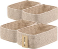 Small Storage Baskets for Organizing | Closet Organizer Bins | Shelf Toy Basket | Woven Rope Baskets | Cube Decorative Box | Shallow Basket | 11.5x7.5x4.7” | 4 Packs Mixed Brown-Ruum Studio Home