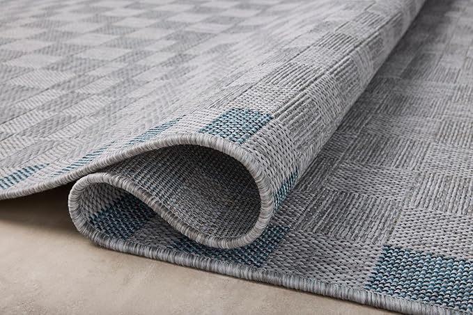 Loloi Amber Lewis Topanga Collection TOP-07 Silver/Blue 2'-3" x 3'-9" Indoor/Outdoor Area Rug-Ruum Studio Home