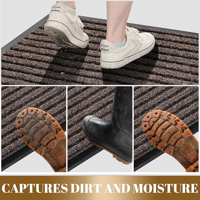Yimobra Front Door Mat Outdoor Indoor Entrance, 100% Waterproof All-Season All Weather Doormat, Welcome Matt Outside Entry, Non Slip, Low Profile, Heavy Duty Patio Porch Floor Mats,36 x 24-Ruum Studio Home