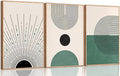 3 Pcs Sage Green Boho Canvas Wall Art Modern Abstract Minimalist Neutral Bohemian Sun Geometric Line Painting Picture Wall Decor Poster Print Artwork for Living Room Bedroom Home Decoration Unframed-Ruum Studio Home