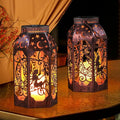 Solar Lanterns Outdoor Garden Hanging Lantern Waterproof LED Metal Bronze Moon Fairy Lantern Waterproof Flickering Flameless Candle Mission Lights for Table,Patio,Mother's Day Gift(2Pack)-Ruum Studio Home