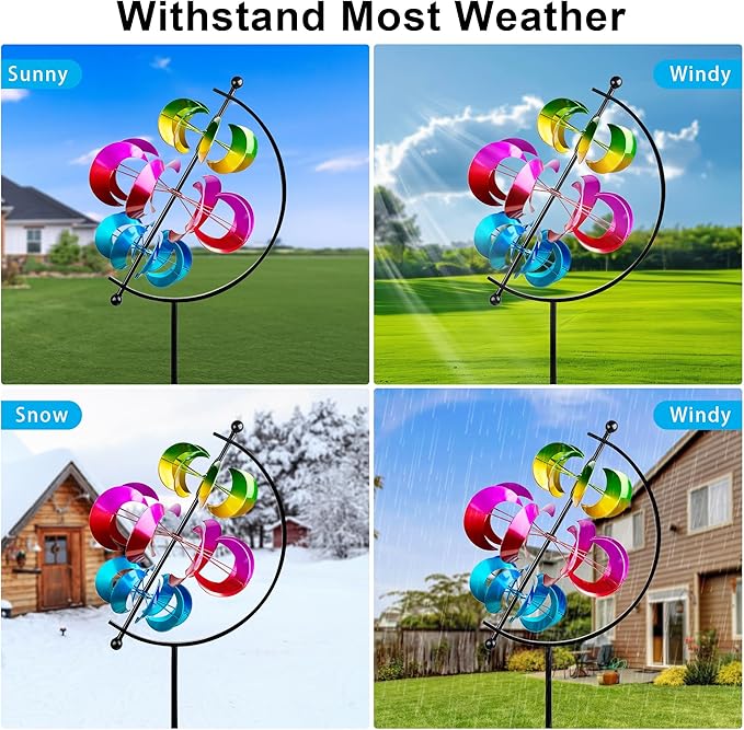 62.9" Large Wind Spinner Outdoor Decor, Garden Art with Metal Stake, Resistant for Yard, Patio and Lawn-Ruum Studio Home
