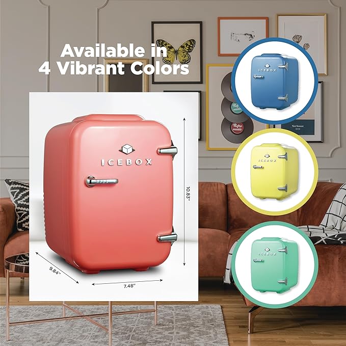 IBMF4BLS Fridge for Bedroom, Skincare, Portable Cooler & Warmer for Makeup, for Office & Home Refrigerator, Mini (4 L / 6-Can), Blush Red-Ruum Studio Home