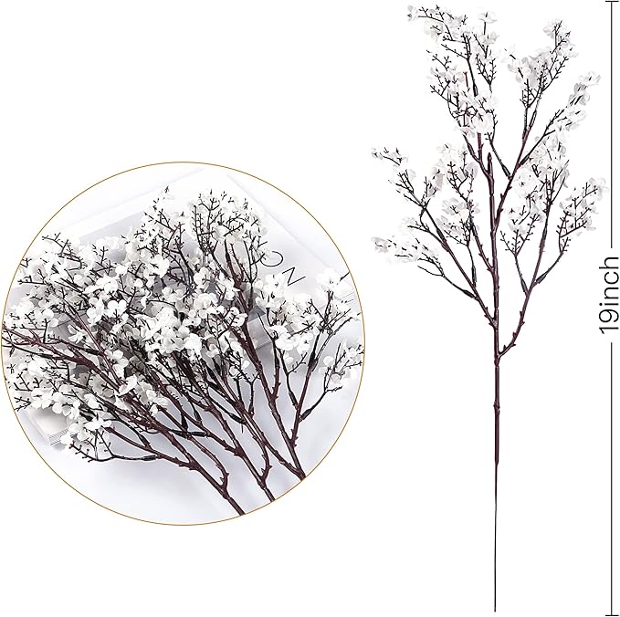 Sggvecsy 15 Pcs Babys Breath Artificial Flowers Gypsophila Bouquets Bulk Real Touch Fake Silk Flowers for Home Wedding DIY Floral Arrangement Kitchen Table Centerpiece Festival Decoration (White)-Ruum Studio Home