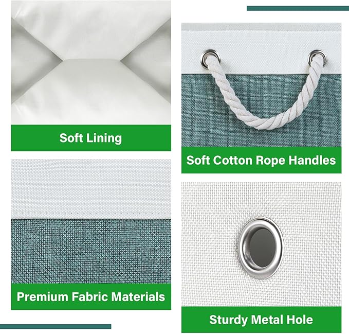Bidtakay Fabric Storage Baskets for Shelves 3 Pack Large Storage Bins for Organizing Linen Collapsible Organizer for Closet-Deep Green-Ruum Studio Home