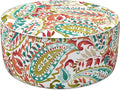 LVTXIII Inflatable Stool Ottoman Footrest with Handle, Decorative Fade-Resistant Foot Stool, Indoor or Outdoor Pouf for Home Patio Garden and Camping Use, D21 x W 21 x H9, Warm Paisley-Ruum Studio Home