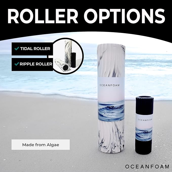 Oceanfoam Tidal Roller - Seafoam - Muscle Massage Foam Roller for Back Pain & Stretching - Firm and Ergonomic Wide Wave Textured - Yoga, Athletics, & Wellness - Full Size, 20" x 5"-Ruum Studio Home