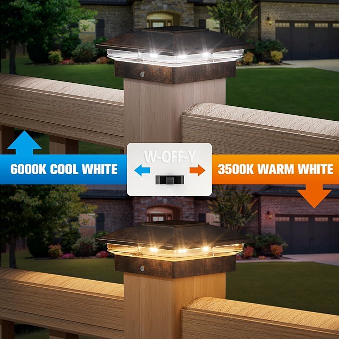 VOLISUN Solar Post Cap Light Outdoor 16pack,Solar Deck Fence - Post Lights Waterproof for 4x4 Wooden/4x4 Vinyl, with Warm White/Cool White for Garden/Patio/Porch-Ruum Studio Home
