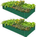 Land Guard 2 Pack 8×4×1ft Galvanized Metal Raised Garden Bed, Metal Planter Kit Box Outdoor for Deep-Rooted Vegetables, Flowers, Green and Herbs (Green)-Ruum Studio Home