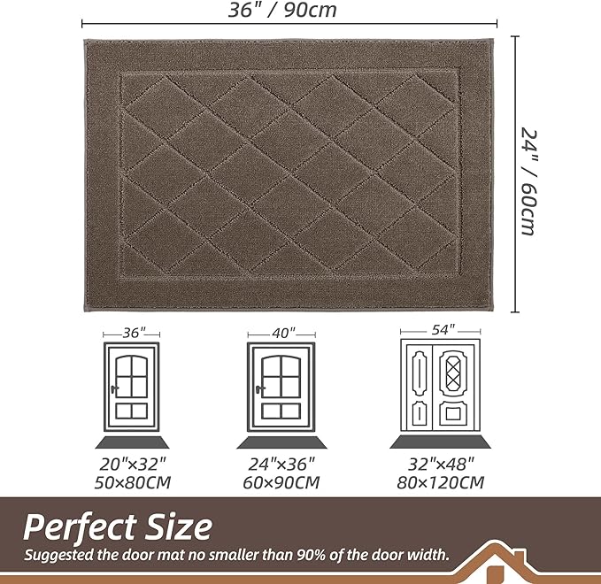 BEQHAUSE Dirt Trapper Door Mat 24" x 36", Doormat Non-Slip Entryway Rugs Washable, Dog Door Mat Stain Resistant and Absorbent Welcome Floor Mat for Front Back Door, Muddy Wet Shoes & Paws, Light Brown-Ruum Studio Home