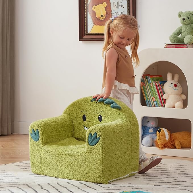ALIMORDEN Animal Series Kid's Chair, Ultra-Soft Comfy Foam Filled Toddler Sofa Chair, Cute Animal-Shaped Design Toddler Couch, Lightweight Birthday for Baby Boys & Girls (Dinosaur)-Ruum Studio Home