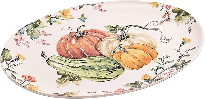 Bico Pumpkin Feast Ceramic 16 inch Oval Platter, Microwave & Dishwasher Safe-Ruum Studio Home