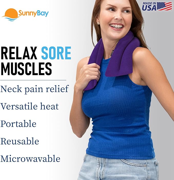 SunnyBay Microwave Heating Pad for Neck and Shoulders, Versatile Bean Bag Moist Heating Pad, Microwavable Neck Wrap, Weighted Hot or Cold Therapy, Made in USA (Purple)-Ruum Studio Home