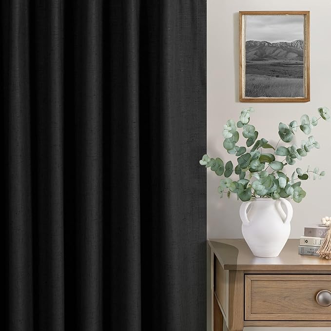 72 Inches Long Blackout Curtains 72 Inch Length for Living Room 2 Panel Set Linen Black Out Thermal Insulated Darkening Back Tab Thin Lightweight Complete Saver Energy Saving Curtain Drape for Bedroom-Ruum Studio Home