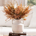 Mitt&Ditt Ceramic Flower Vase with Handles, 8 inch Tall Off-White Vase, Decorative Terracotta Vases, Farmhouse Rustic Pottery Vases for Home Decor, Living Room, Table-Ruum Studio Home