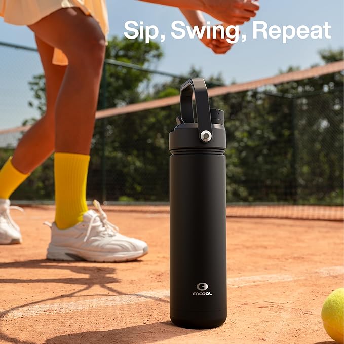 Insulated Water Bottle with Straw Stainless Steel Water Bottle, Leak-Proof, BPA-Free, Double Wall Vacuum Keeps Cold for 24 Hours for Sports, Travel, School (26 oz, Black Night)-Ruum Studio Home