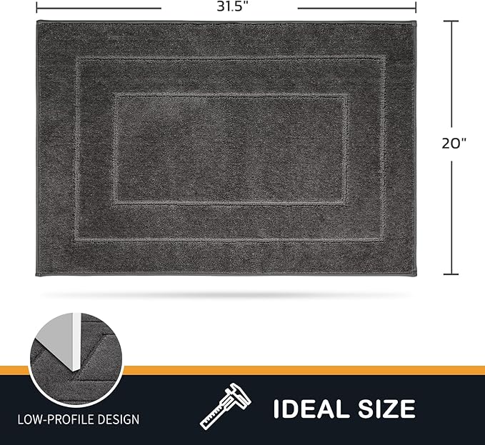PURRUGS Dirt Trapping Door Mat 20in x 31.5in, Non-Slip/Skid Machine Washable Entryway Rug, Dog Doormat, Super Absorbent Welcome Mat for Muddy Wet Shoes and Paws, Grey-Ruum Studio Home
