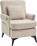 KCC Mid-Century Accent Chairs,Chenille Modern Upholstered Single Sofa,Cozy Armchair with Back for Bedroom/Office/Cafe,Begie-Ruum Studio Home