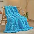XeGe Luxury Faux Fur Throw, Blue Soft 50x60 Fluffy Blanket, Shaggy Plush Decorative Couch Cute Furry Bed Throw Fuzzy Office Lap Blanket for Bedroom Living Room Sofa Chair, Blue-Ruum Studio Home