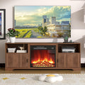 Fireplace TV Stand for Television up to 80 Inch,Entertainment Center with Adjustable Shelf,Mid-Century Modern Fluted TV Stand with 23" Electric Fireplace,Media Console for Living Room,Bedroom-Ruum Studio Home