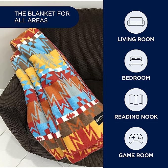 Beacon Blankets Southwestern Wigwam Native American Design Throw - 90" x 90" Blanket Only - Premium Plush Blanket Can be Used for Queen or King Size Bed-Ruum Studio Home