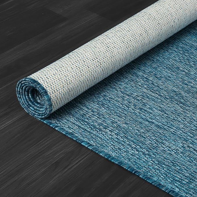 CAMILSON Outdoor Rug 6x9 Modern Area Rugs for Indoor and Outdoor Patios and Porches - Waterproof, Washable, Non-Shedding, Easy-to-Clean Outside Carpet (6 x 9, Solid - Aqua)-Ruum Studio Home
